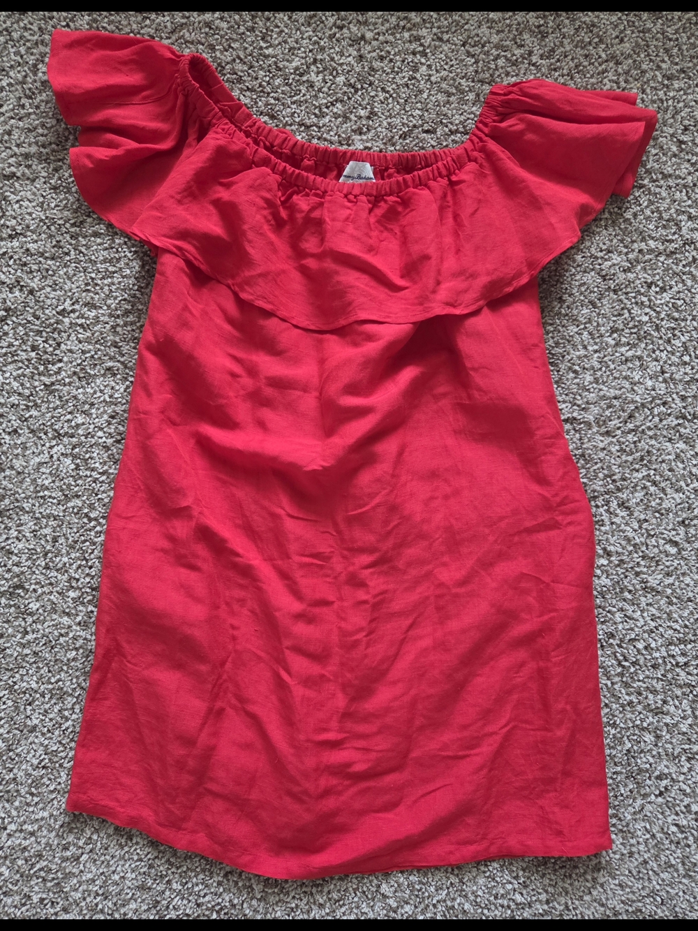 Tommy Bahama Red Off-Shoulder Ruffle Mini Dress
